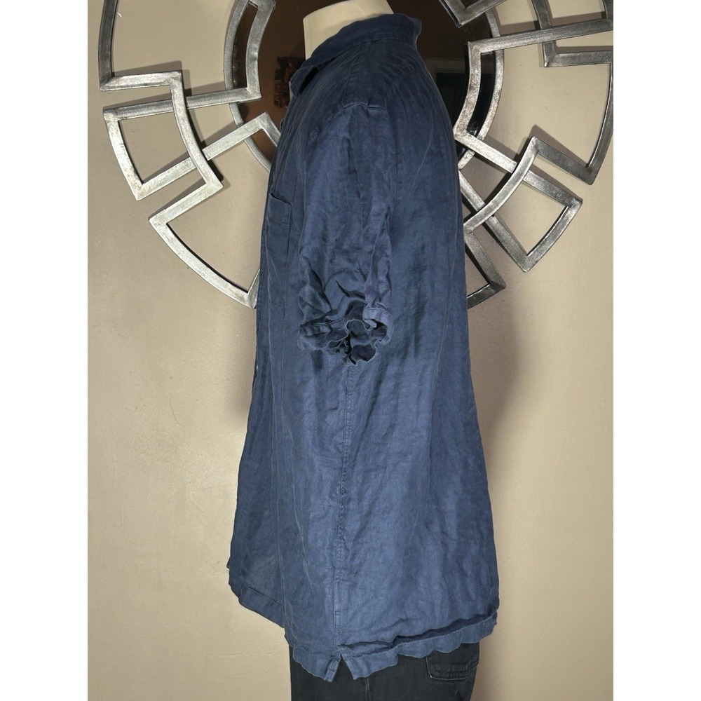 Brooks Brothers Regular, Irish Linen Camp Collar Short-Sleeve Blue XL - Picture 5 of 11